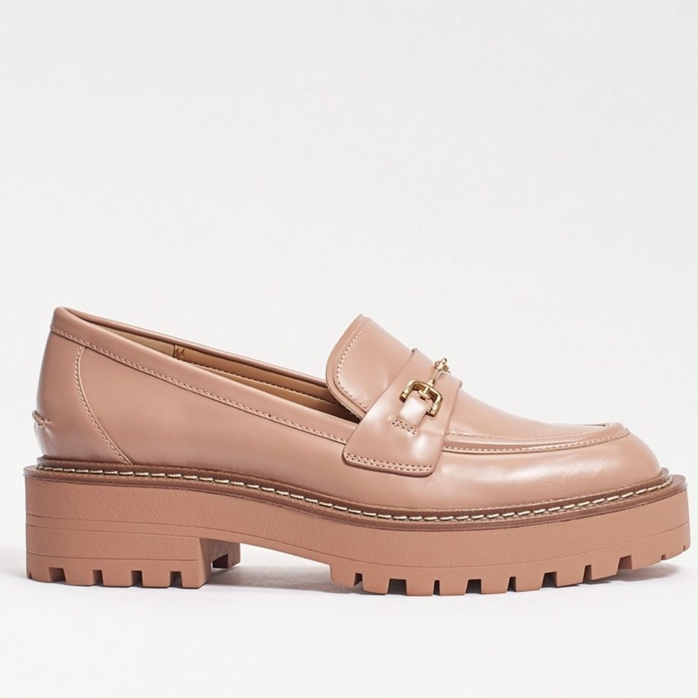 Sam Edelman Laurs Lug Sole Loafer Size 7.5 Color Maple Sugar Box Leather